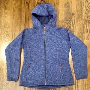 COLUMBIA Navy Blue Knit Full Zip Fleece Lined Hoodie Zip Pockets Sz Large